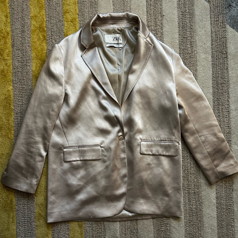 Zara’s Kaia satin blazer